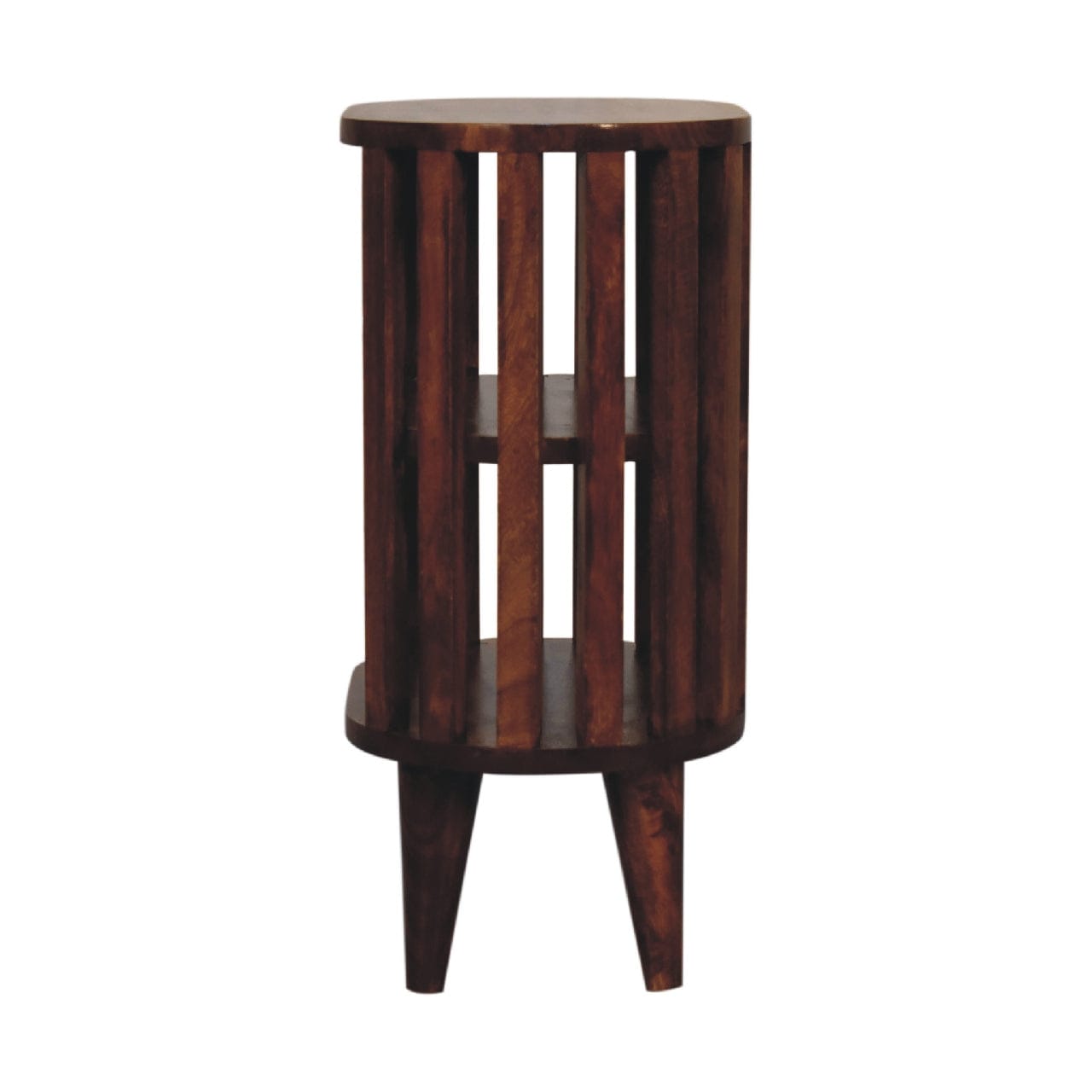 Ariella Double Shelf Chestnut Nightstand - Solid Mango Wood Bedside Table for Bedroom - product view 8 showing...