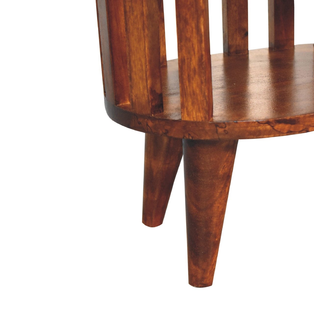 Ariella Double Shelf Chestnut Nightstand - Solid Mango Wood Bedside Table for Bedroom - product view 7 showing...