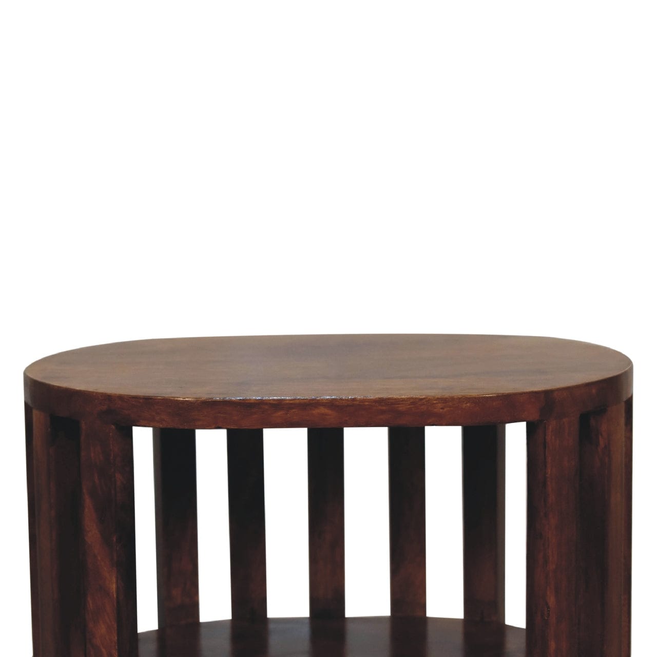 Ariella Double Shelf Chestnut Nightstand - Solid Mango Wood Bedside Table for Bedroom - product view 5 showing...