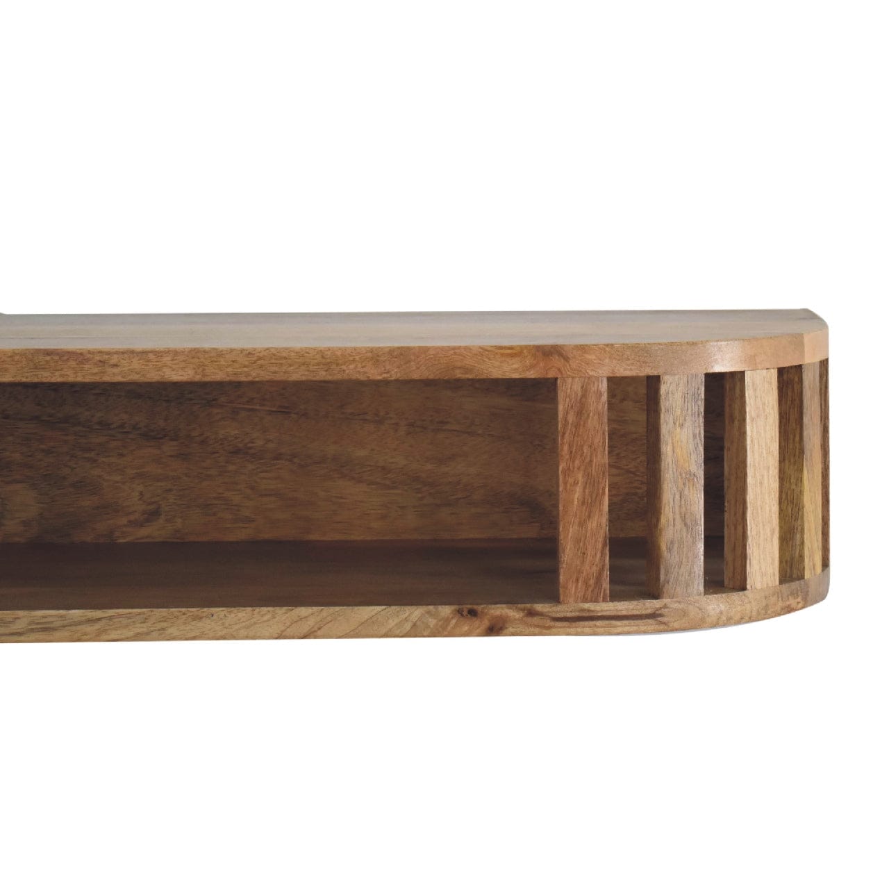 Ariella Floating Console Table - Solid Mango Wood Hallway Console for Entryway - product view 6 showing handcrafted solid...