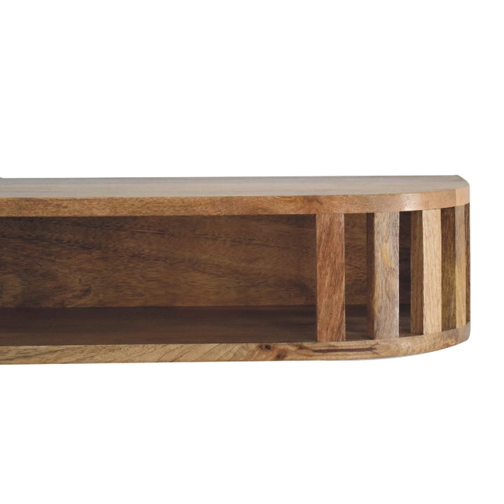 Ariella Floating Console Table - Solid Mango Wood Hallway Console for Entryway - product view 6 showing handcrafted solid...