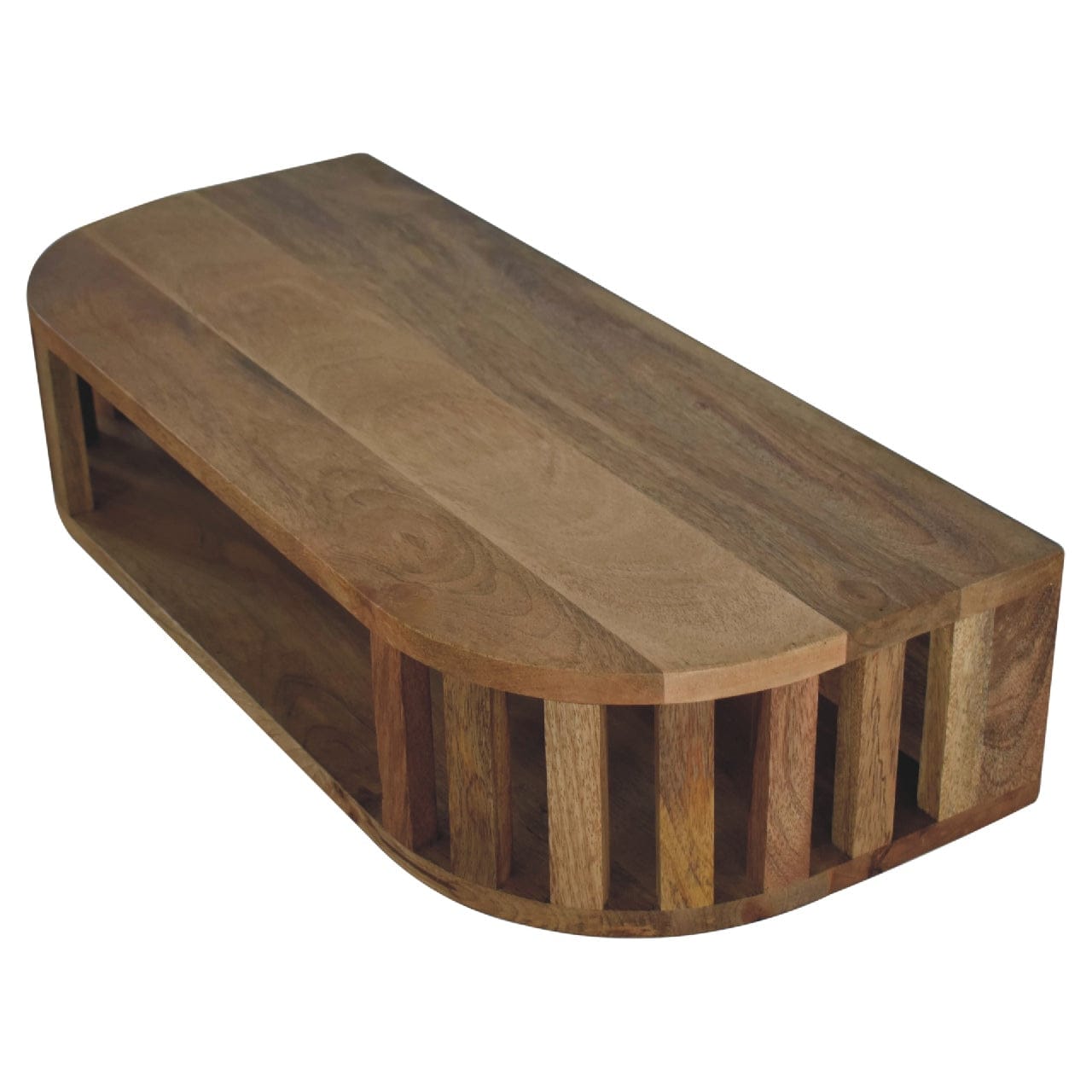 Ariella Floating Console Table - Solid Mango Wood Hallway Console for Entryway - product view 5 showing handcrafted solid...