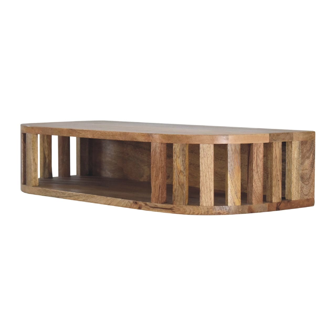 Ariella Floating Console Table - Solid Mango Wood Hallway Console for Entryway - product view 2 showing handcrafted solid...