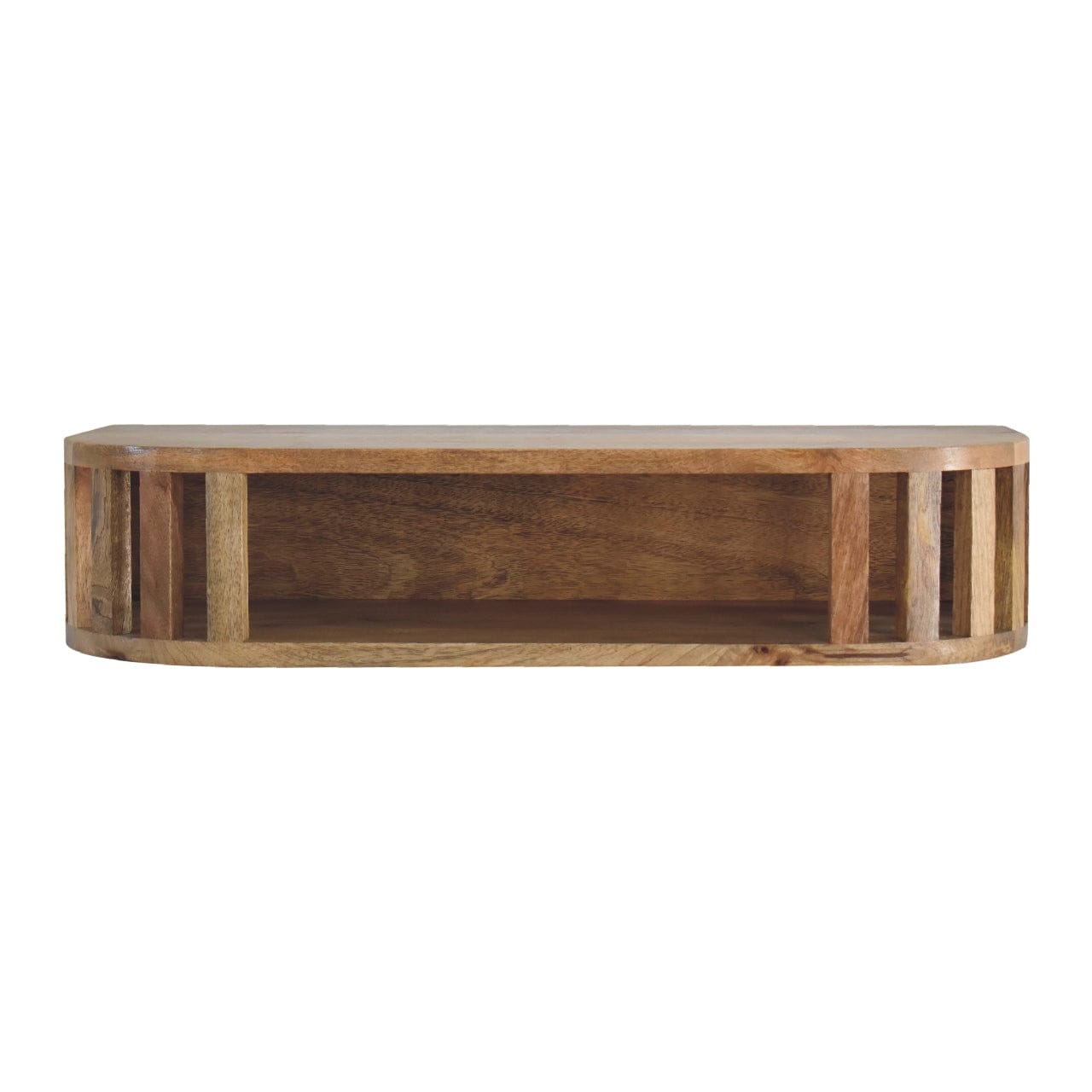 Ariella Floating Console Table - Solid Mango Wood Hallway Console for Entryway - main view showing handcrafted solid...