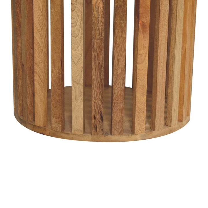 Ariella Round Dining Table - Solid Mango Wood Kitchen Table - product view 7 showing handcrafted solid mango wood dining...