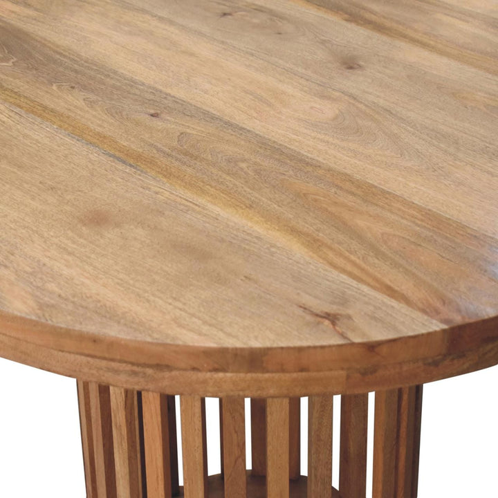 Ariella Round Dining Table - Solid Mango Wood Kitchen Table - product view 5 showing handcrafted solid mango wood dining...