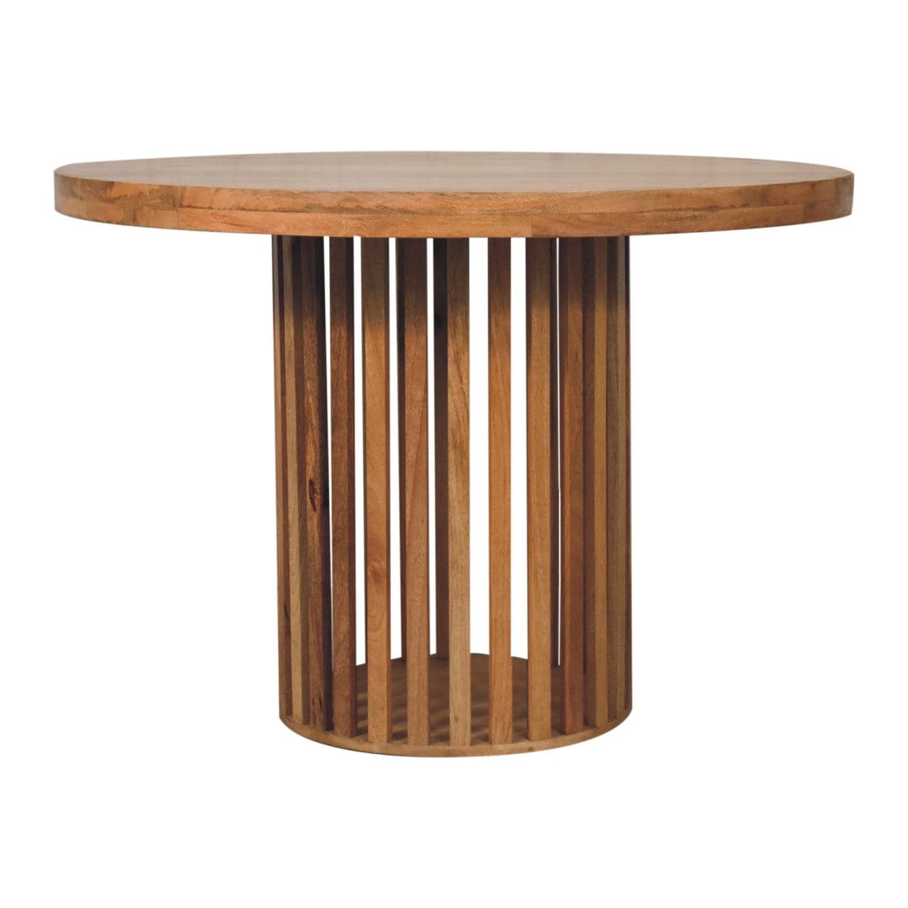 Ariella Round Dining Table - Solid Mango Wood Kitchen Table - main view showing handcrafted solid mango wood dining table