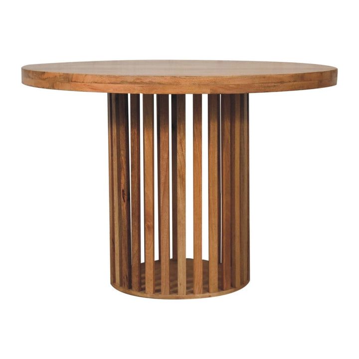 Ariella Round Dining Table - Solid Mango Wood Kitchen Table - main view showing handcrafted solid mango wood dining table