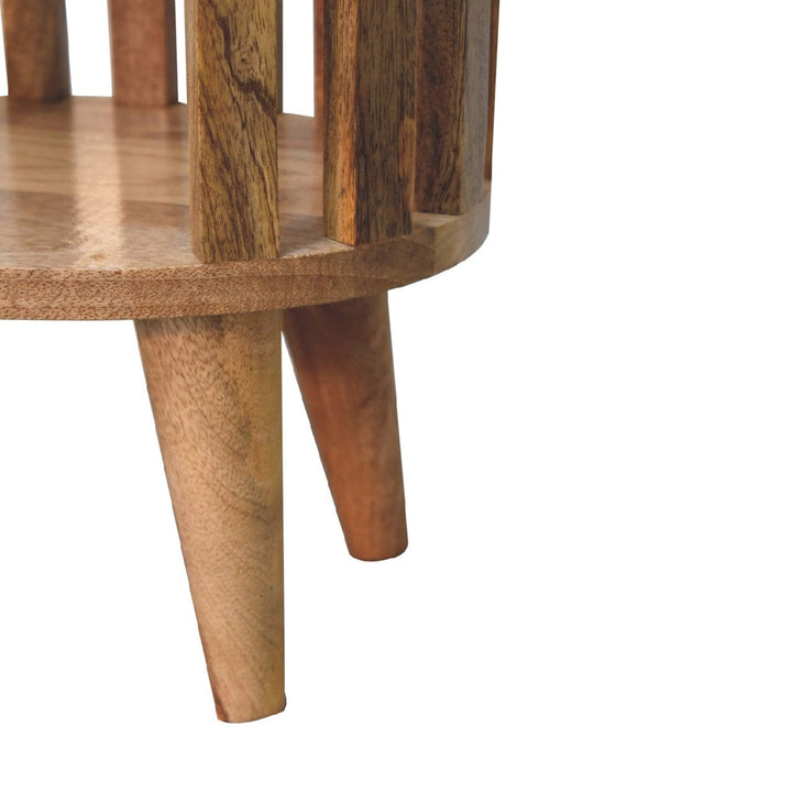 Ariella Single Shelf Nightstand - Solid Mango Wood Bedside Table for Bedroom - product view 8 showing handcrafted solid...