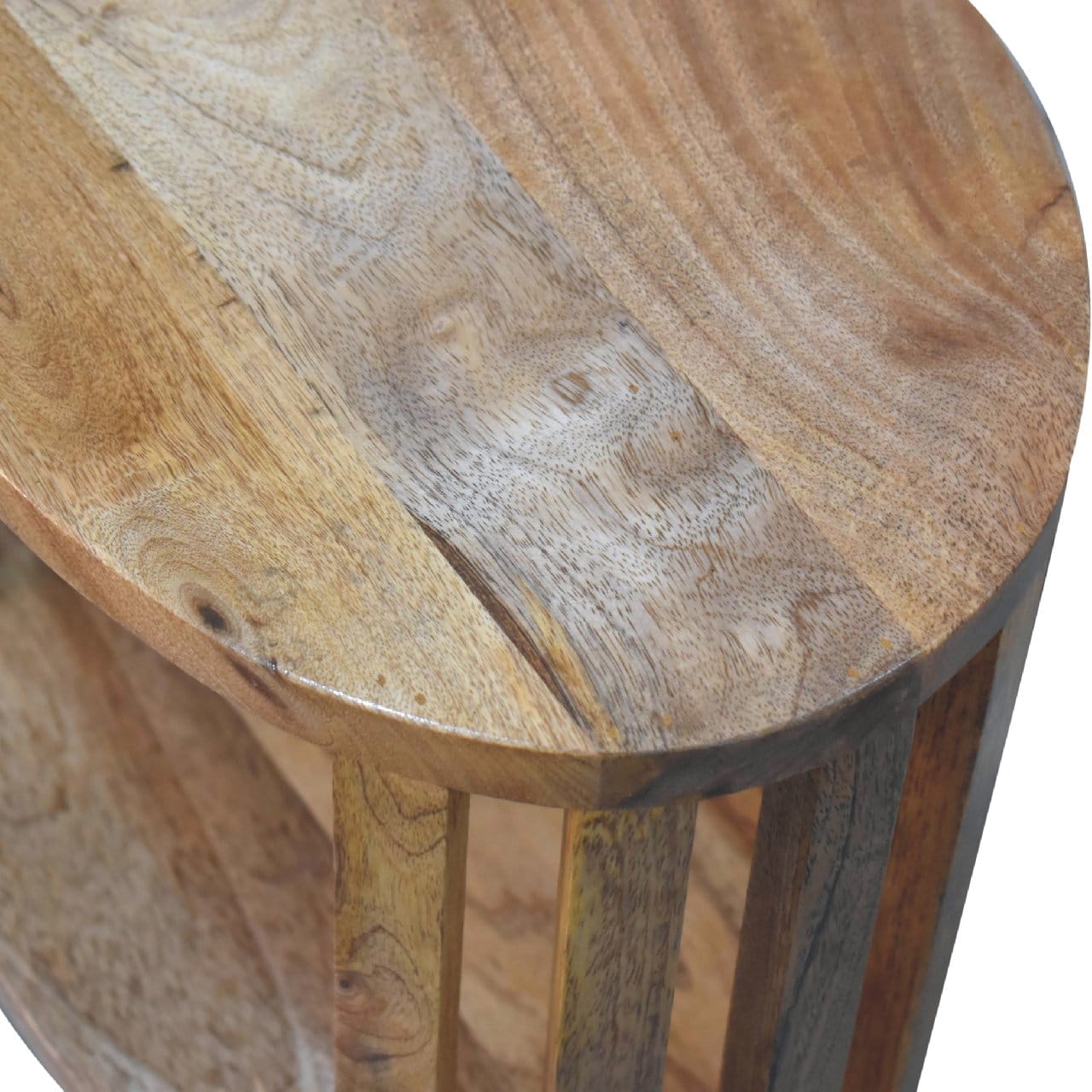 Ariella Single Shelf Nightstand - Solid Mango Wood Bedside Table for Bedroom - product view 7 showing handcrafted solid...