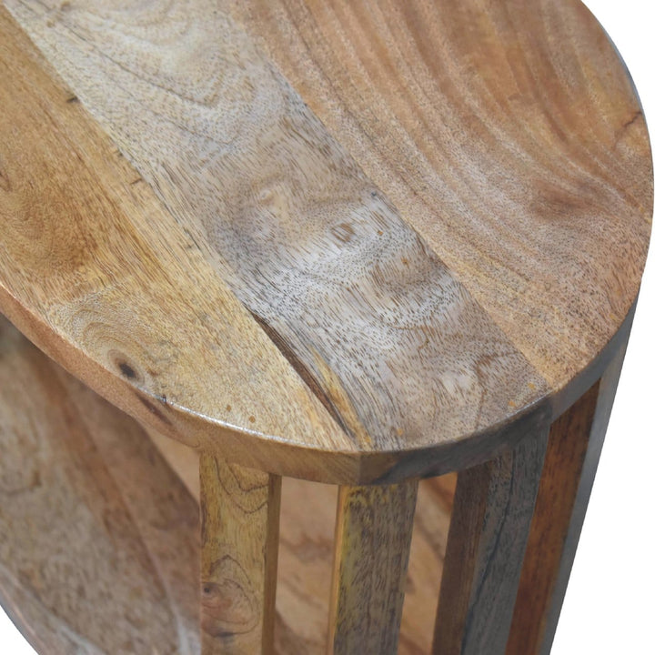 Ariella Single Shelf Nightstand - Solid Mango Wood Bedside Table for Bedroom - product view 7 showing handcrafted solid...