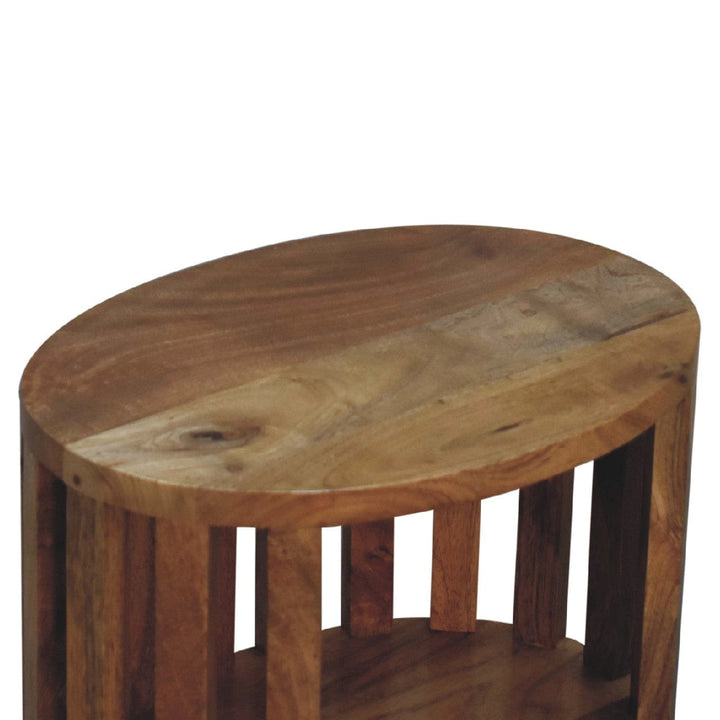 Ariella Single Shelf Nightstand - Solid Mango Wood Bedside Table for Bedroom - product view 6 showing handcrafted solid...