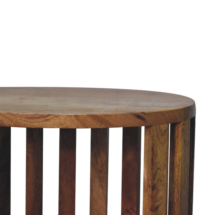 Ariella Single Shelf Nightstand - Solid Mango Wood Bedside Table for Bedroom - product view 5 showing handcrafted solid...