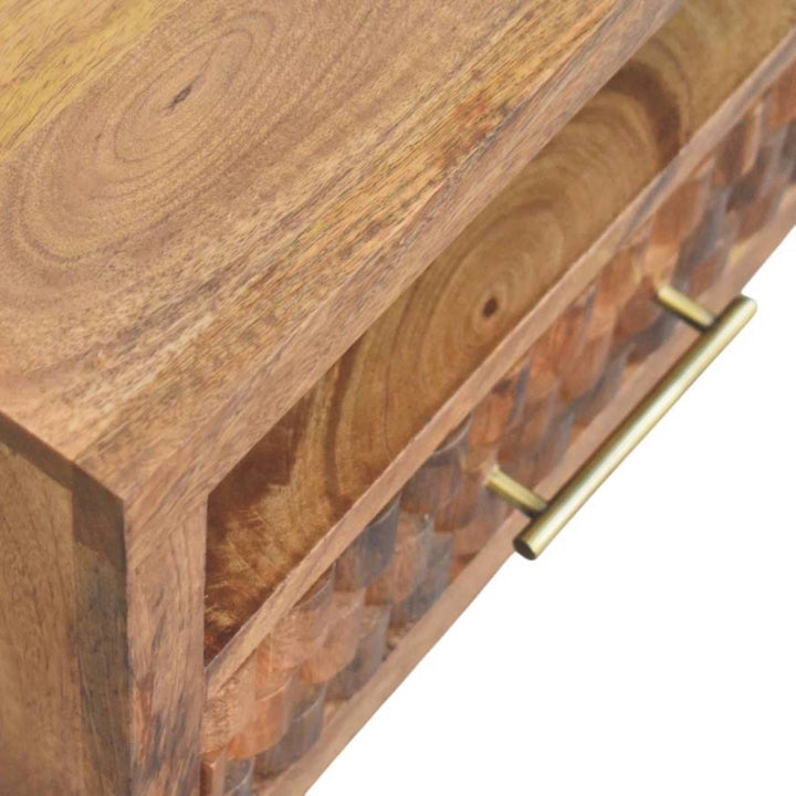Arno Floating Nightstand - Solid Mango Wood Bedside Table for Bedroom - product view 6 showing handcrafted solid mango...