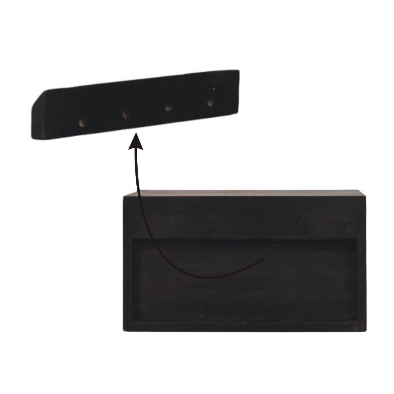 Arno Floating Nightstand - Solid Mango Wood Bedside Table for Bedroom - product view 8 showing handcrafted solid mango...