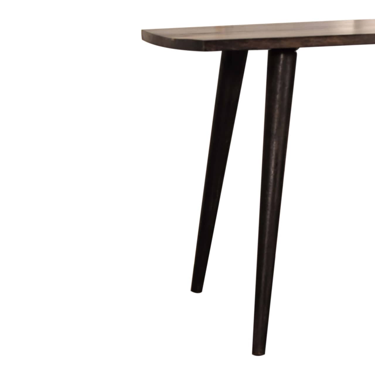Ash Black Brass Inlay Coffee Table - Solid Mango Wood Center Table for Living Room - product view 8 showing handcrafted...
