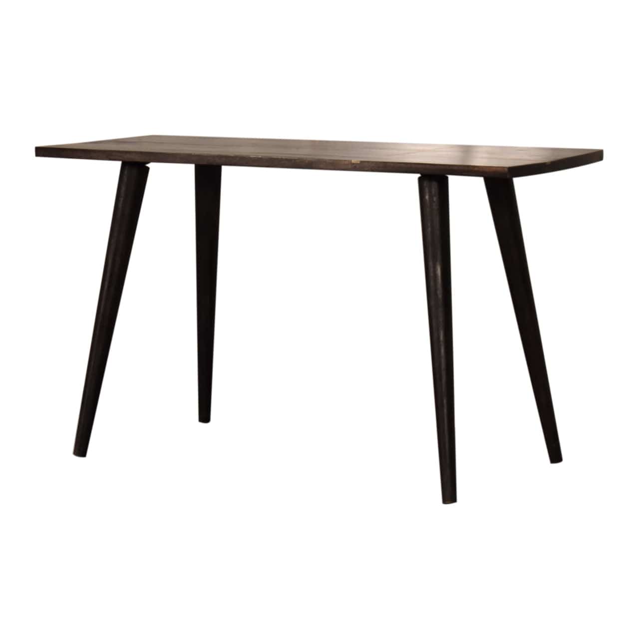 Ash Black Brass Inlay Coffee Table - Solid Mango Wood Center Table for Living Room - product view 3 showing handcrafted...