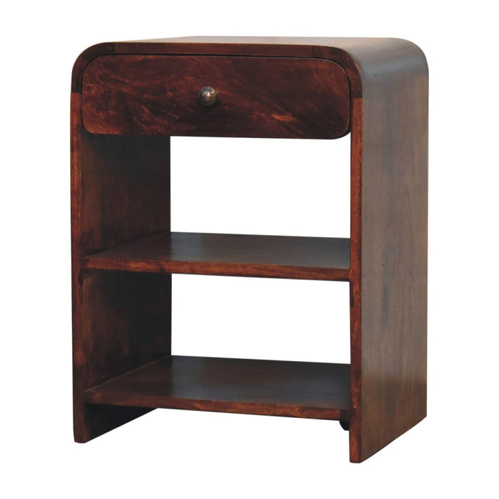 Aspen Open Nightstand - Solid Mango Wood Bedside Table for Bedroom - product view 2 showing handcrafted solid mango wood...