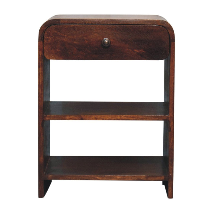 Aspen Open Nightstand - Solid Mango Wood Bedside Table for Bedroom - product view 3 showing handcrafted solid mango wood...