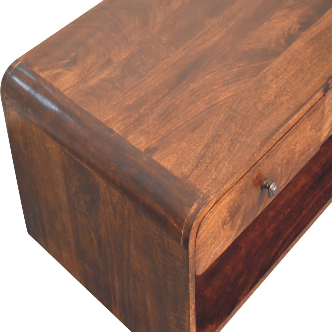 Aspen Slim Coffee Table - Solid Mango Wood Center Table for Living Room - product view 5 showing handcrafted solid mango...