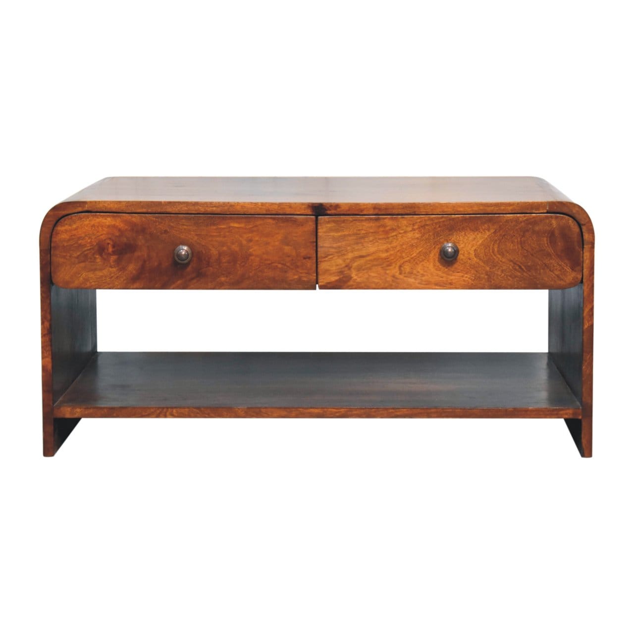 Aspen Slim Coffee Table - Solid Mango Wood Center Table for Living Room - main view showing handcrafted solid mango wood...