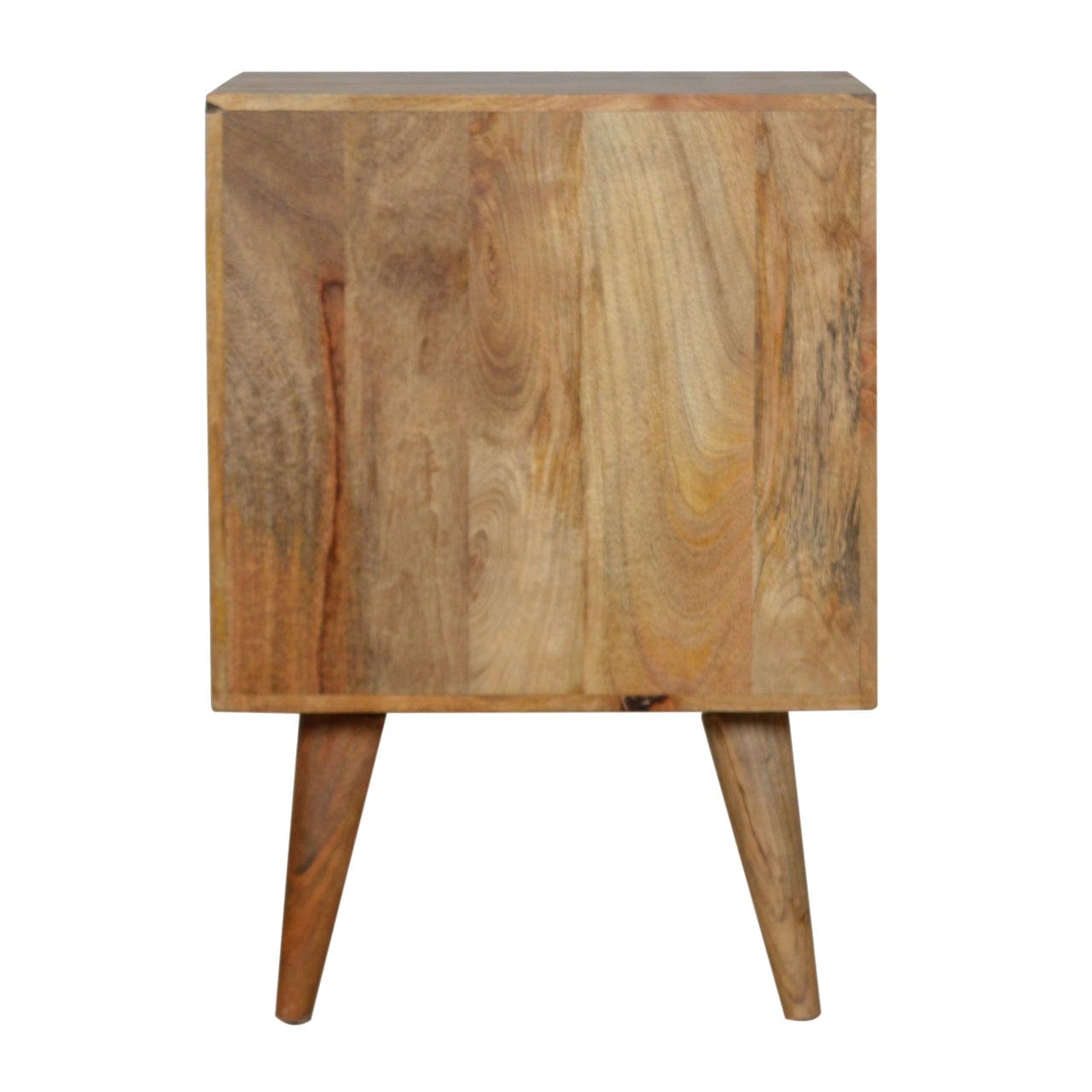 Assorted Oak-ish Nightstand - Solid Mango Wood Bedside Table for Bedroom - product view 8 showing handcrafted solid mango...