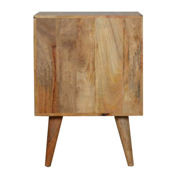 Assorted Oak-ish Nightstand - Solid Mango Wood Bedside Table for Bedroom - product view 8 showing handcrafted solid mango...