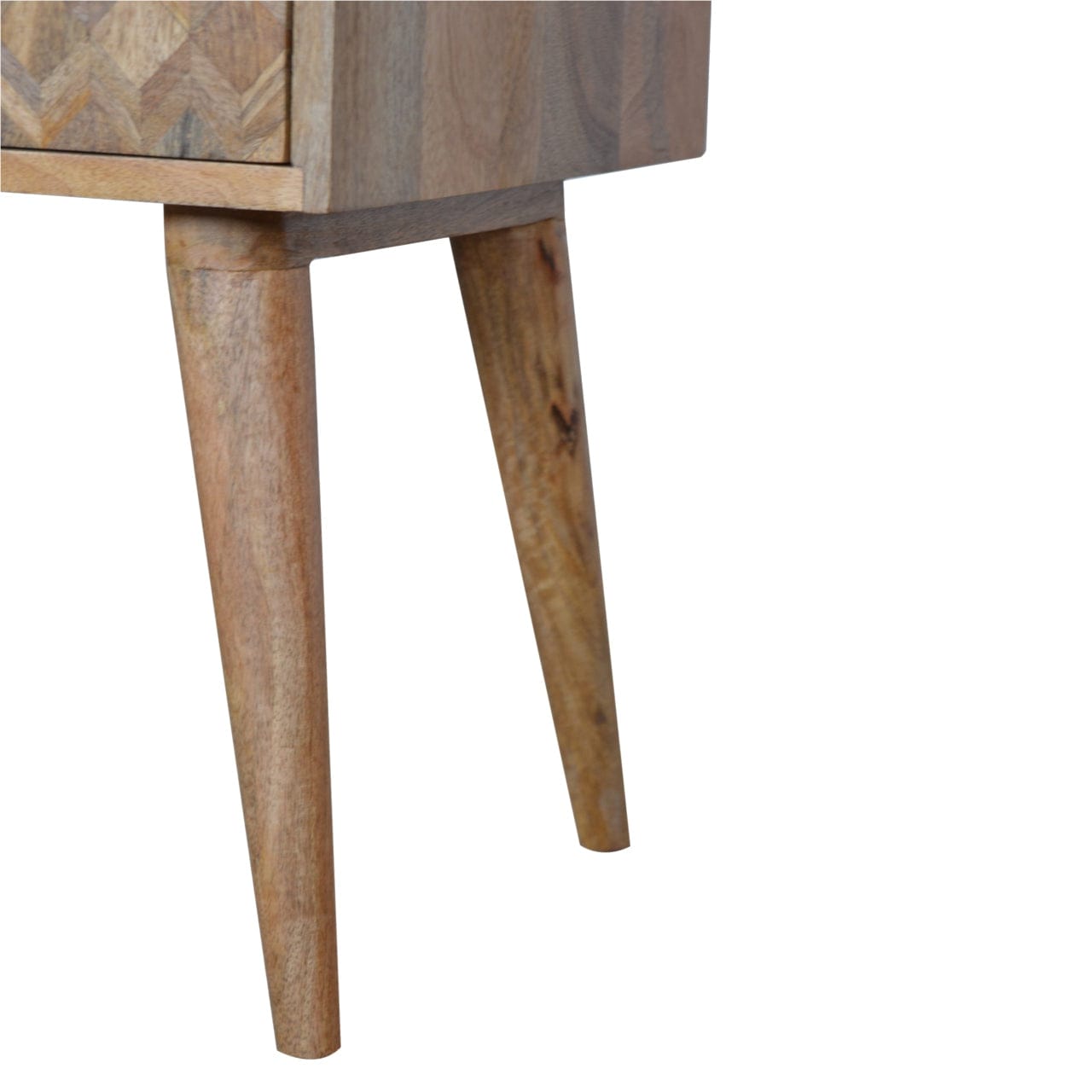 Assorted Oak-ish Open Slot Nightstand - Solid Mango Wood Bedside Table for Bedroom - product view 3 showing handcrafted...