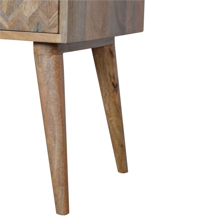 Assorted Oak-ish Open Slot Nightstand - Solid Mango Wood Bedside Table for Bedroom - product view 3 showing handcrafted...