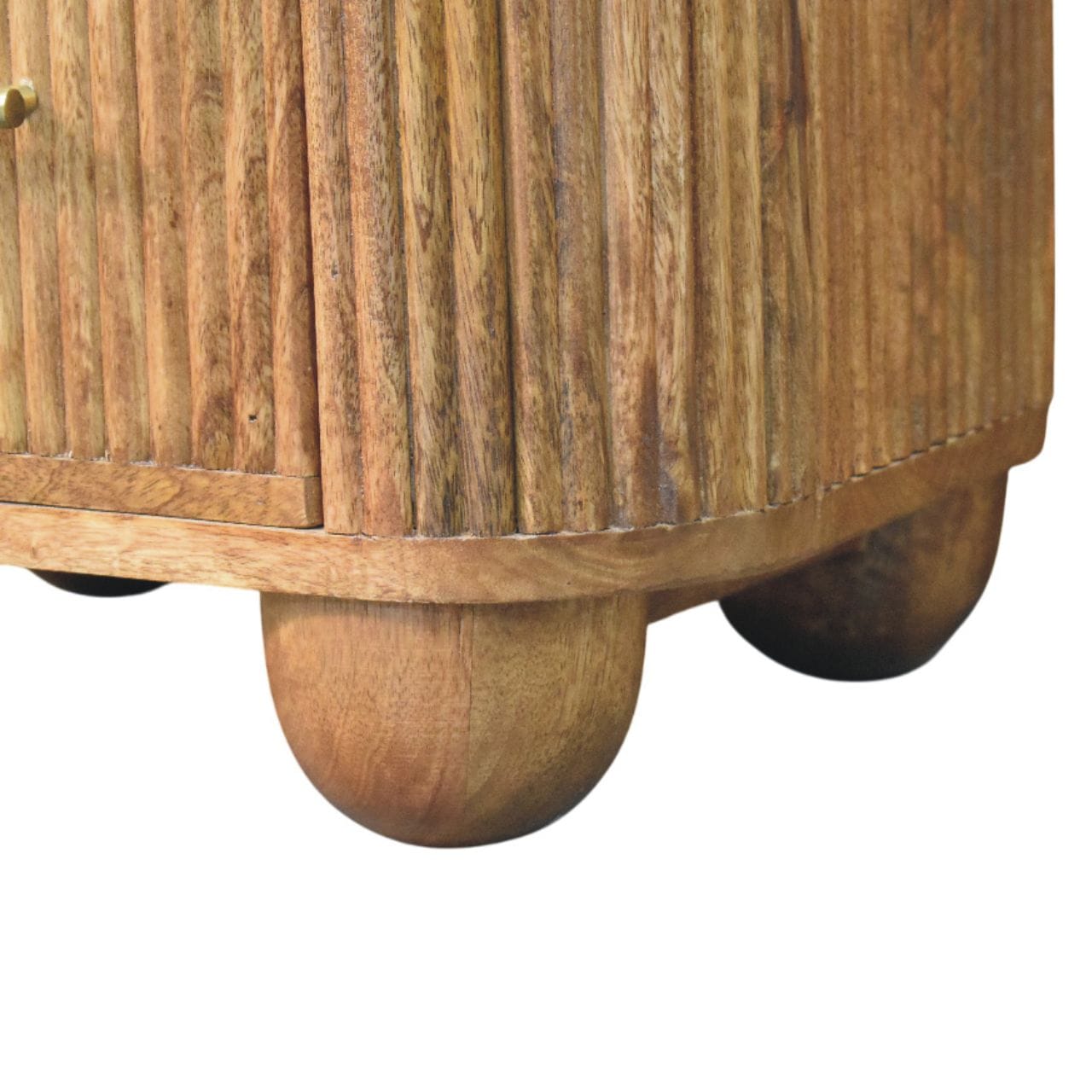 Aurora Marble Top Nightstand - Solid Mango Wood Bedside Table for Bedroom - product view 7 showing handcrafted solid...
