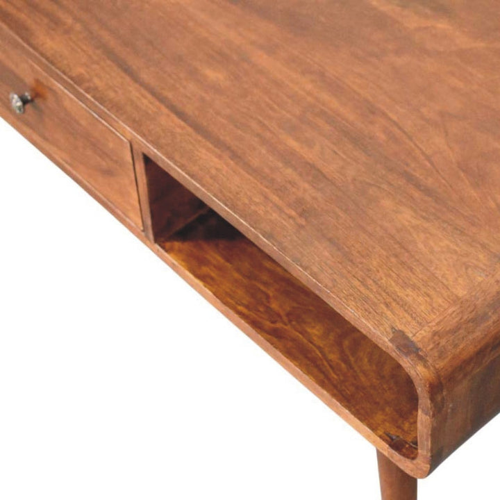 Avora 2 Drawer Chestnut Coffee Table - Solid Mango Wood Center Table for Living Room - product view 5 showing handcrafted...