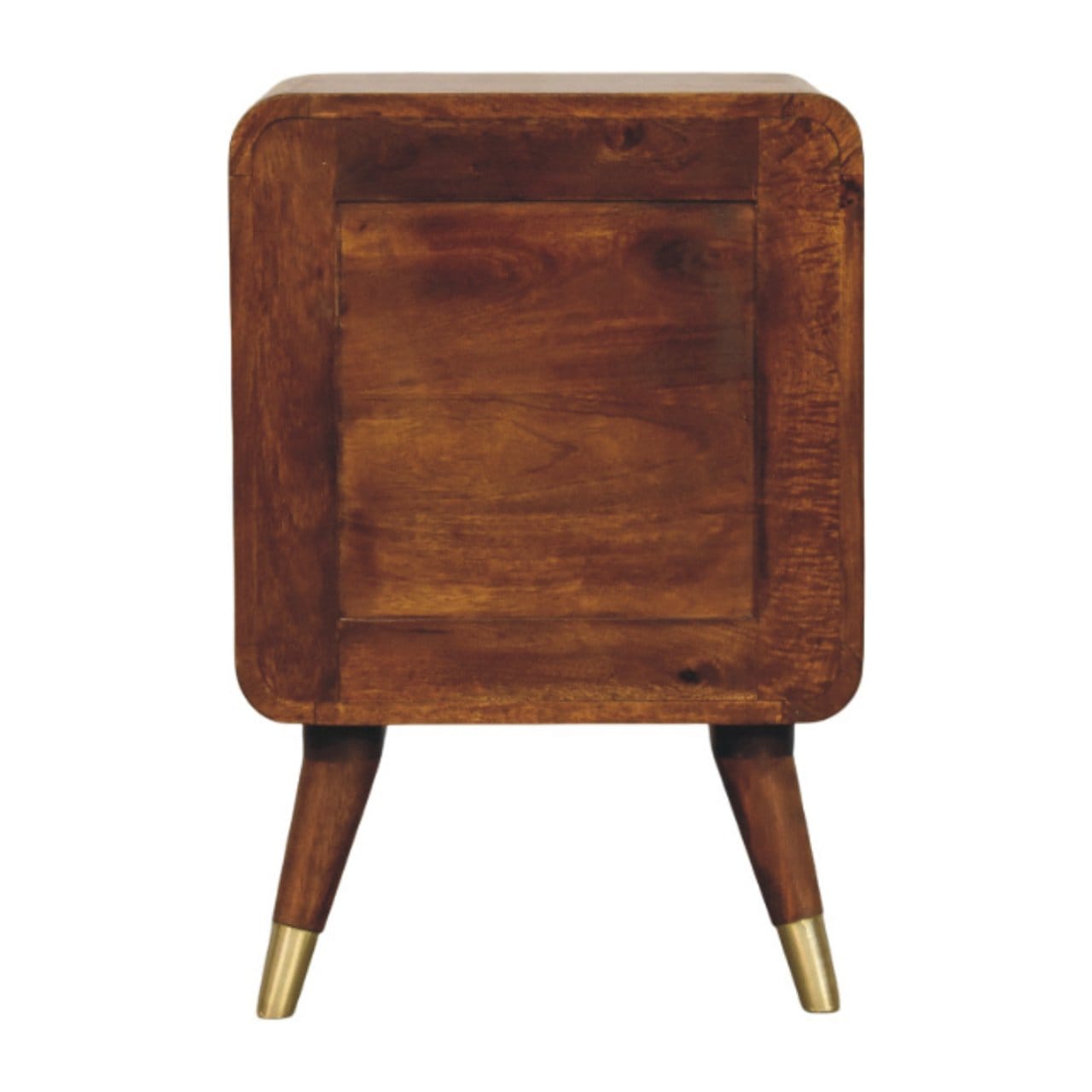 Avora Brass Embossed 2 Drawer Chestnut Nightstand - Solid Mango Wood Bedside Table for Bedroom - product view 9 showing...