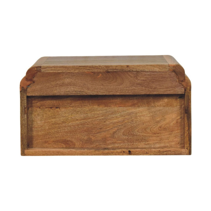 Avora Floating Nightstand - Solid Mango Wood Bedside Table for Bedroom - product view 9 showing handcrafted solid mango...