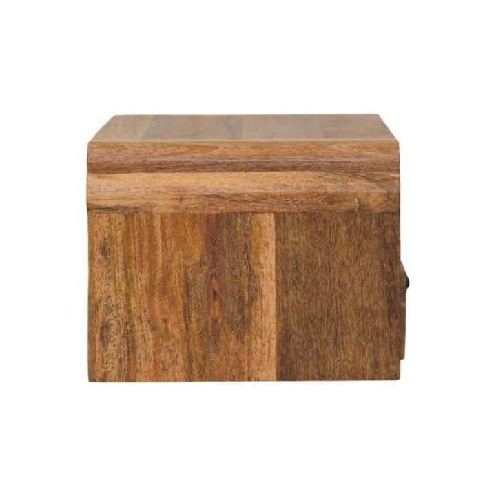 Avora Floating Nightstand - Solid Mango Wood Bedside Table for Bedroom - product view 8 showing handcrafted solid mango...