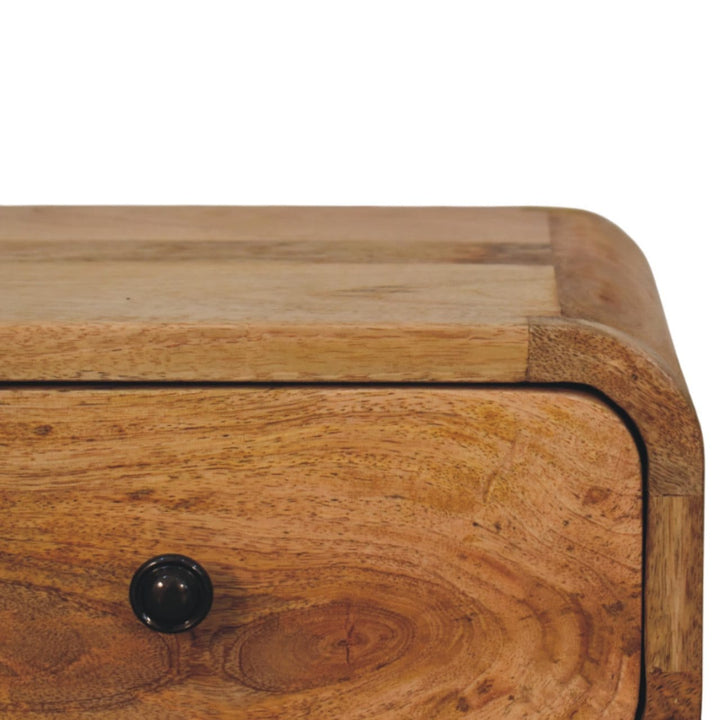 Avora Mini Wall-Mounted Oak-ish 1 Drawer Nightstand - Solid Mango Wood Bedside Table for Bedroom - product view 4 showing...