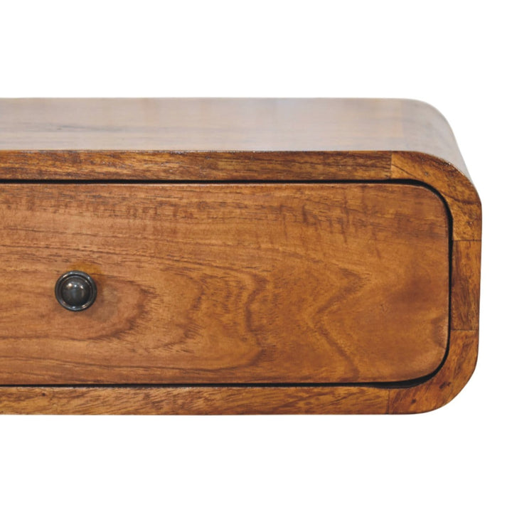 Avora Wall-Mounted Chestnut 1 Drawer Nightstand - Solid Mango Wood Bedside Table for Bedroom - product view 4 showing...