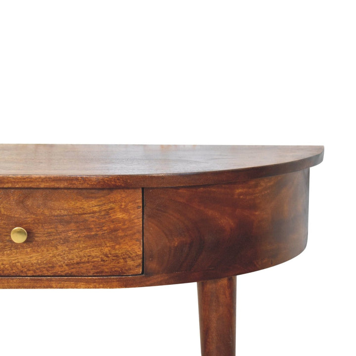 Backless Mounted Chestnut Console Table - Entryway & Hallway Table in Solid Mango Wood - product view 5 showing...