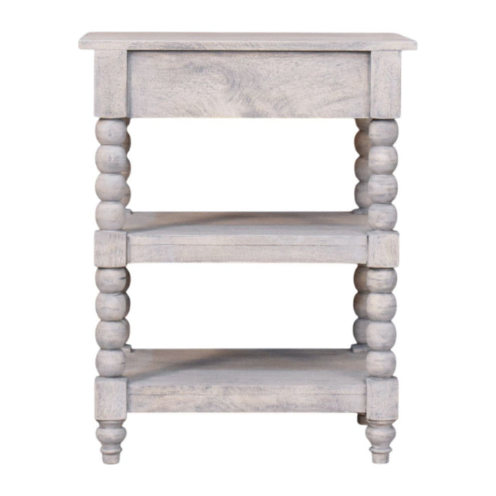 Barclay Acid Wash End Table - Solid Mango Wood Side Table for Living Room - product view 8 showing handcrafted solid...