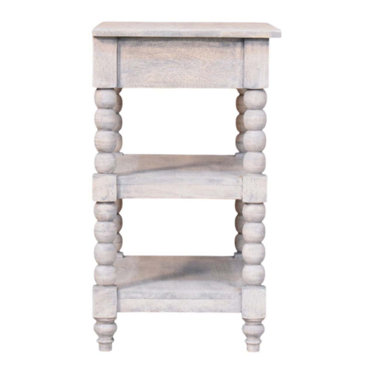 Barclay Acid Wash End Table - Solid Mango Wood Side Table for Living Room - product view 7 showing handcrafted solid...