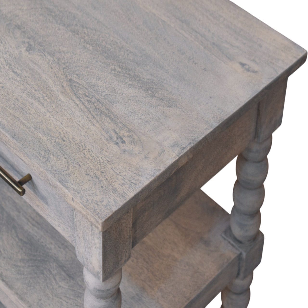 Barclay Acid Wash End Table - Solid Mango Wood Side Table for Living Room - product view 4 showing handcrafted solid...