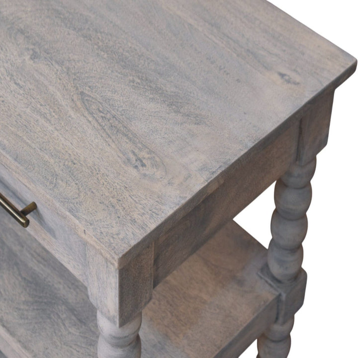 Barclay Acid Wash End Table - Solid Mango Wood Side Table for Living Room - product view 4 showing handcrafted solid...