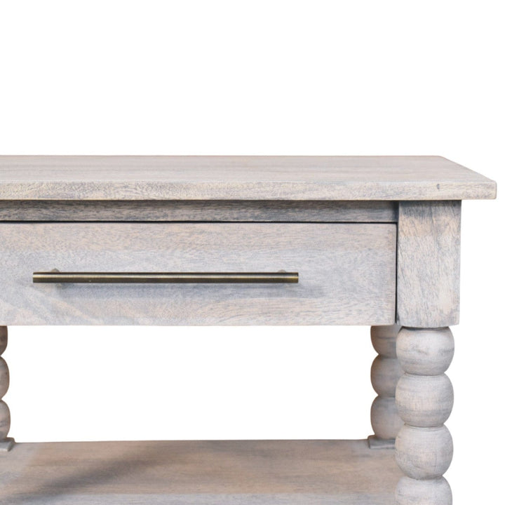 Barclay Acid Wash End Table - Solid Mango Wood Side Table for Living Room - product view 3 showing handcrafted solid...