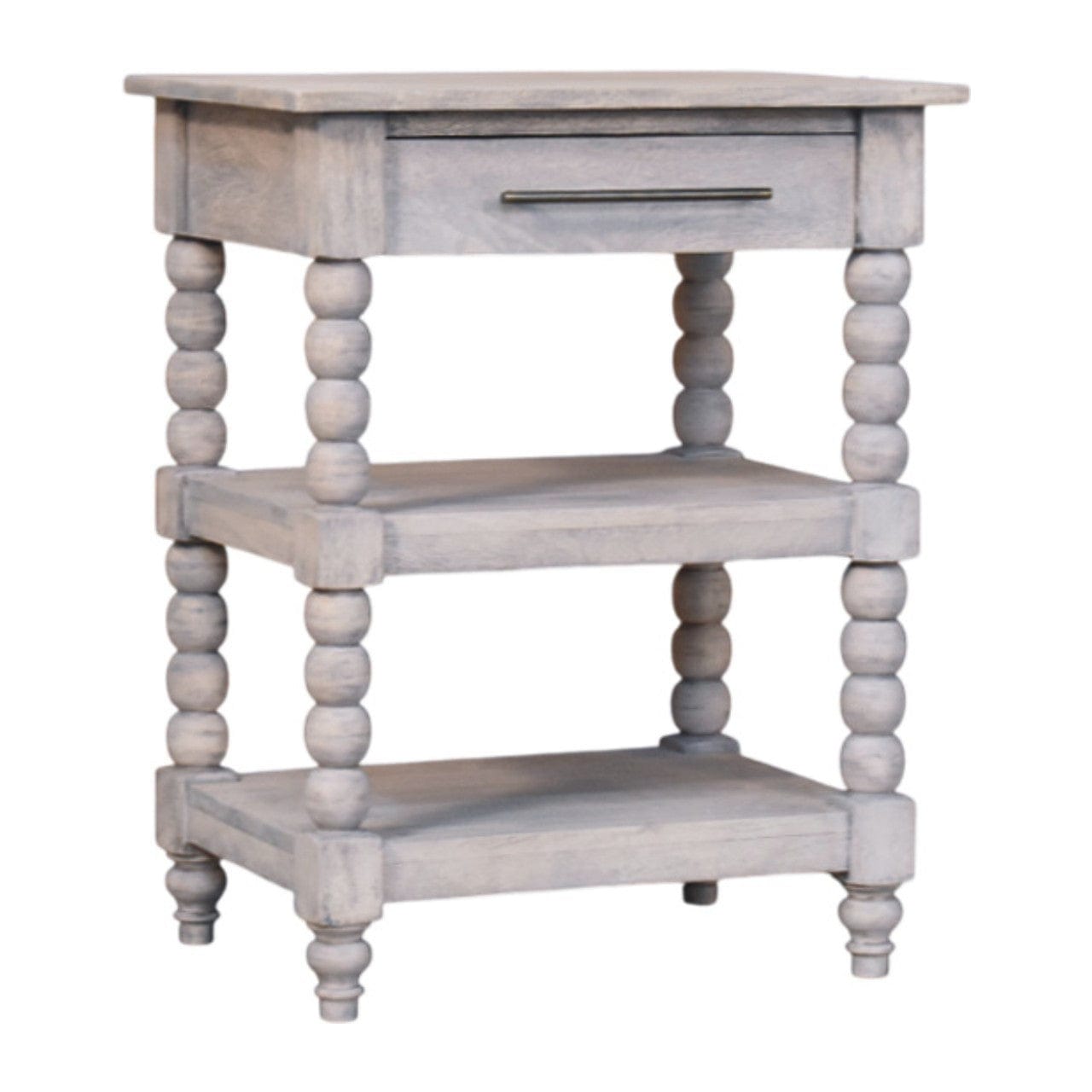 Barclay Acid Wash End Table - Solid Mango Wood Side Table for Living Room - product view 2 showing handcrafted solid...
