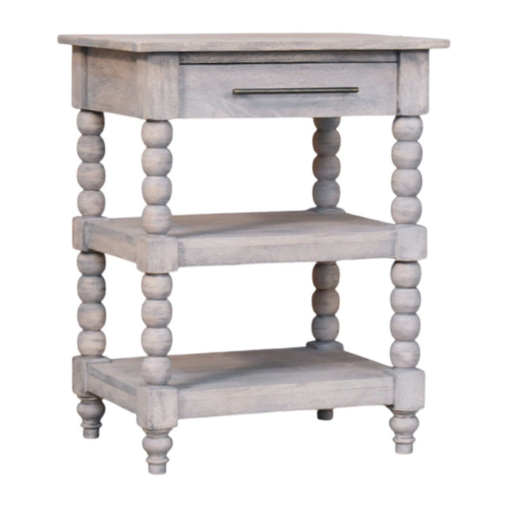 Barclay Acid Wash End Table - Solid Mango Wood Side Table for Living Room - product view 2 showing handcrafted solid...