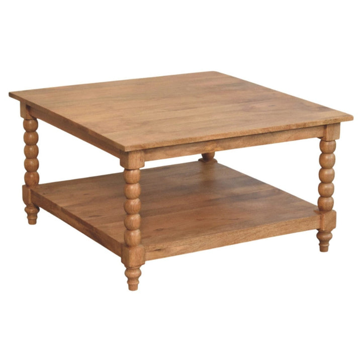 Barclay Teak Coffee Table - Solid Mango Wood Center Table for Living Room - product view 7 showing handcrafted solid...