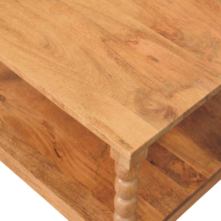 Barclay Teak Coffee Table - Solid Mango Wood Center Table for Living Room - product view 4 showing handcrafted solid...