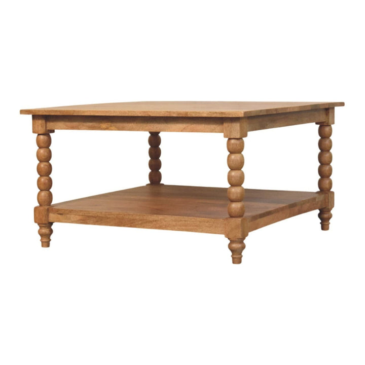 Barclay Teak Coffee Table - Solid Mango Wood Center Table for Living Room - product view 2 showing handcrafted solid...