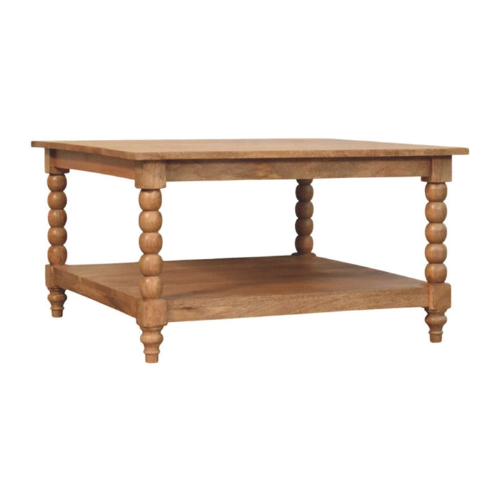 Barclay Teak Coffee Table - Solid Mango Wood Center Table for Living Room - main view showing handcrafted solid mango...
