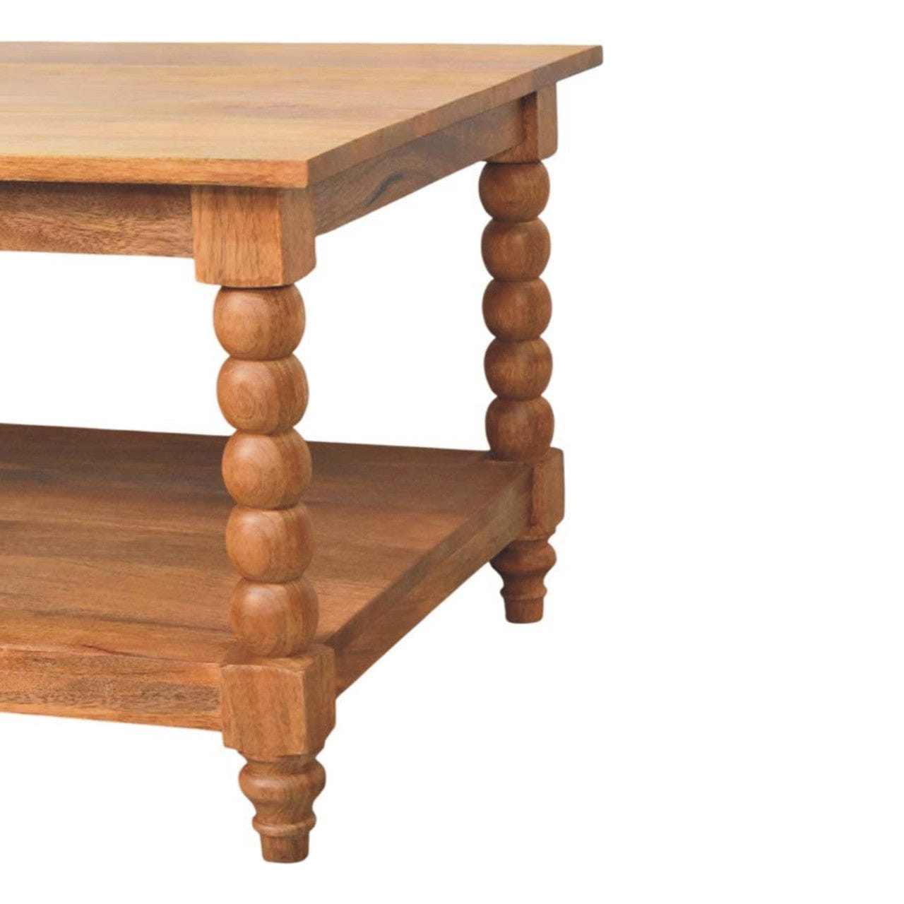 Barley Twist Coffee Table - Solid Mango Wood Center Table for Living Room - product view 6 showing handcrafted solid...