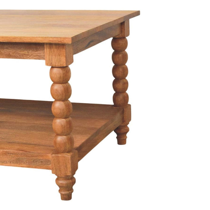 Barley Twist Coffee Table - Solid Mango Wood Center Table for Living Room - product view 6 showing handcrafted solid...